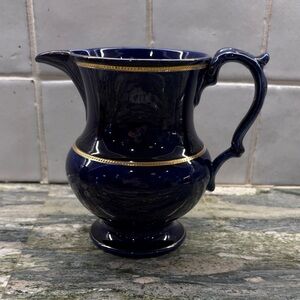 Staffordshire Cobalt Blue and Gold Serveware Pitcher